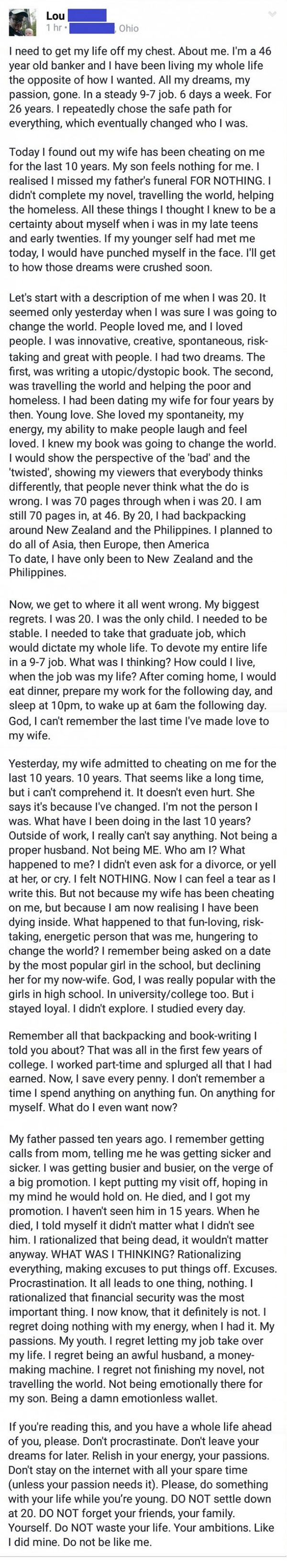 man's wife cheats inspires others
